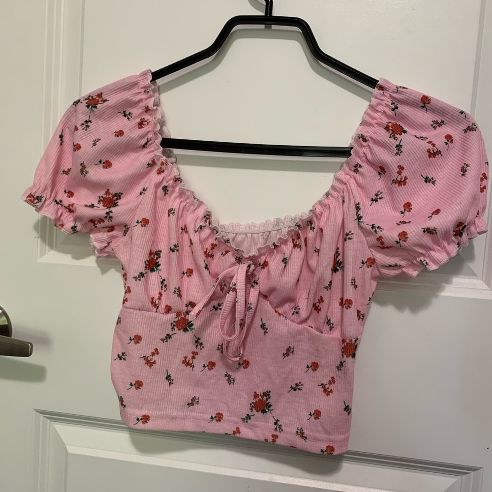 Pink crop top, size small shein